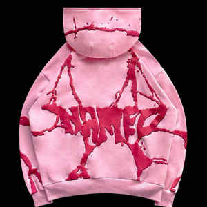 Ensemble survêtement homme en coton 220 g/m² imprimé avec logo personnalisé, sweat à capuche oversize avec fermeture éclair et pantalon de jogging léger décoré de strass - Product Image 2