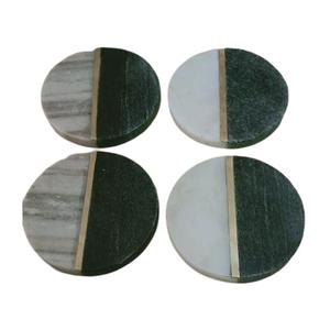 Ensemble de 4 sous-verres en marbre et en bois pour la cuisine Ensemble de sous-verres fantaisie avec marbre blanc et ustensiles de cuisine finis en bois - Product Image 5