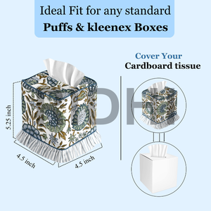 ปลอกกล่องกระดาษทิชชูลายพิมพ์คลาสสิกแบบริ้วสีเขียว ลายบล็อก  ทำจากผ้าที่เป็นมิตรกับสิ่งแวดล้อม ทนทาน  งานแฮนด์เมด  ใช้เป็นที่ใส่ผ้าเช็ดปากตกแต่ง - Product Image 4