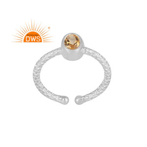 แหวนพลอยซิทรินธรรมชาติทำจากเงินสเตอร์ลิงเครื่องประดับแบบปรับได้สำหรับเป็นของขวัญสำหรับผู้หญิง - Product Image 1