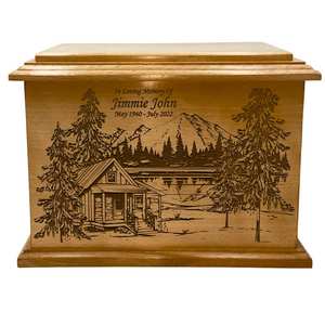 Urna Funeraria de Madera Estilo Americano Personalizada para Adultos con Diseños Personalizables de Montañas para Amantes de la Naturaleza - Product Image 4