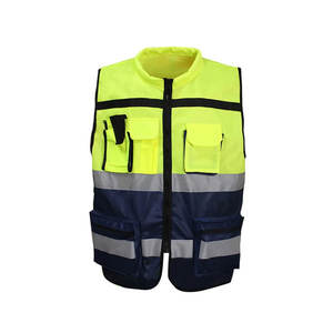 <b>Reflective</b> Safety <b>Vest</b> Zipper Front Work/Riding Motorcycle <b>Vest</b> Yellow Black Red Blue Orange <b>Reflective</b> Strips - Product Image 1