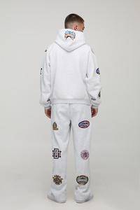 Haute qualité Designer hommes noir coton Vintage en détresse broderie Patch personnalisé pull chiné gris survêtement pour unisexe - Product Image 5