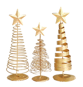 Juego de Decoración Navideña de Metal Dorado de Lujo, Adorno de Estrella para Mesa, para Decoración Festiva en el Hogar, Oficina u Hotel - Product Image 1