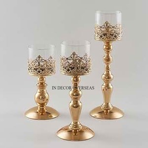 Leaves Designer Metal Silver Shiny Polished Stand For Clear <b>Crystal</b> Beaded Tea Light <b>Candle</b> Holder And Votive Wedding Decor - Product Image 6