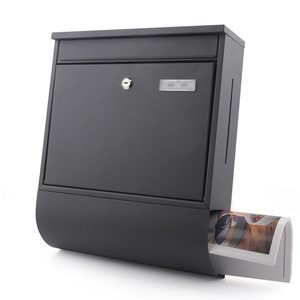 Black <b>Post</b> Mailbox Free Standing Vintage Modern Design Key Lock Steel Material Newpaper Compartment for Office Outdoor Use - Product Image 3