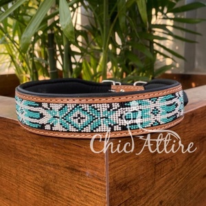 Western Hand Tooled Leather <b>Dog</b> <b>Collar</b> Soft Durable Small Size Pet <b>Collar</b> for <b>Training</b> Wholesale Bulk Product - Product Image 1