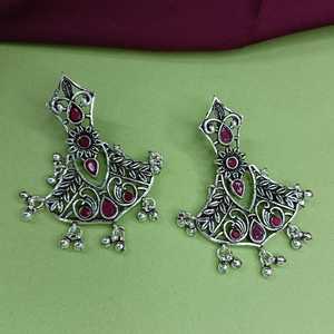 High Quality Indian Oxidized Jewelry Antique Boho Leaf Style Crystal Chandelier <b>Earring</b> Fashion Statement Jewelry Set for Women - Product Image 2