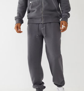 Premium Quality 100% Cotton Custom Puff Print Logo Jogging Set Oversized Zip-Up Hoodie with Baggy Jogger Sweatpants For Men - Product Image 5