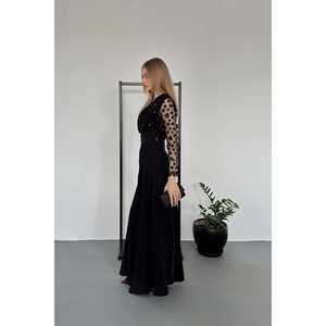Wholesale <b>Black</b> Jumpsuit with Sheer <b>Tulle</b> Sleeves and Skirt - Product Image 2