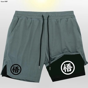 Short de course Anime Hommes Fitness Gym Training 2 en 1 Short de sport Quick Dry Workout Jogging Double Deck Shorts - Product Image 5
