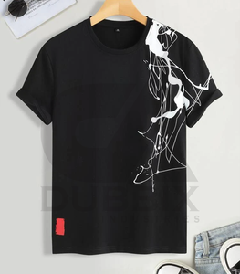 T-shirt imprimé autocollant pour homme 100% coton Autocollant personnalisable Design couleur Logo personnalisé Ringer T-Shirt - Product Image 1