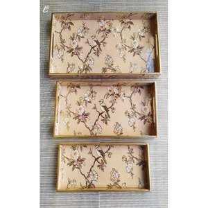 Juegos de bandejas de madera para servir, diseños personalizados, bandeja de desayuno ecológica, artesanías, bandejas rectangulares esmaltadas, suministros para eventos - Product Image 1