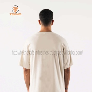 เสื้อยืดผู้ชายทรงโอเวอร์ไซส์220gsm โอเวอร์ไซส์แบบกำหนดเองไหล่100% เบาสไตล์สตรีทผ้าคอตตอนยาวโชว์ไหล่ว่างเปล่า - Product Image 3