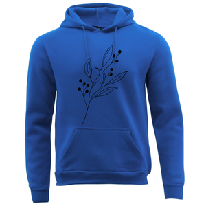 Sudadera con Capucha Color Verde Azulado para Hombre con Estampado de Hojas Negras, Corte Regular, Tejido de Algodón, Ropa Casual de Otoño - Product Image 5