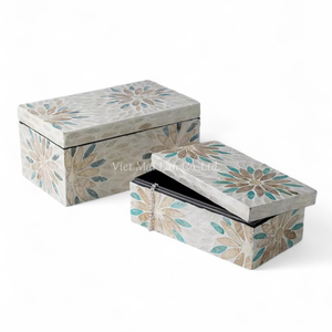 Boîte en nacre faite à la main en gros, incrustation de coquillages, rangement décoratif, prix d'usine - Product Image 1