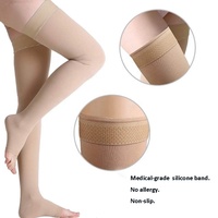Bas de contention unisexe à bout ouvert, antidérapants, en silicone de qualité médicale, grande taille, pour varices