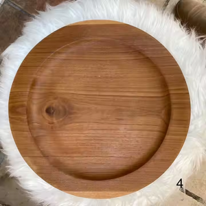 จานไม้ทรงกลมทำด้วยมือทำความสะอาดง่ายและน้ำหนักเบาสำหรับจานขนมขนมด้วยงานฝีมือเสี้ยว - Product Image 3