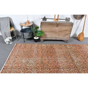 พรมตุรกีโบราณ3.8ft x 8.9ft ผ้าวูลสี่เหลี่ยมผืนผ้า9x12สำหรับห้องนอนลายเย็บปะสไตล์คลาสสิกสีส้มสีเบจ - Product Image 2