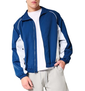Veste coupe-vent d'extérieur imperméable pour homme personnalisée 2025, 100% polyester, design vintage à blocs de couleur avec fermeture éclair - Product Image 3