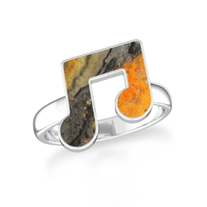 Bague en argent sterling 925 cadre de lunette bourdon naturel pierre précieuse forme de musique haute finition classique fête de mariage à la mode - Product Image 1