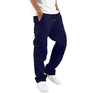 <b>Men's</b> Multi-Pocket Breathable Cargo Pants <b>Overalls</b> Drawstring Closure High Street Style Spring Autumn 100% Cotton Low Price - Product Image 1
