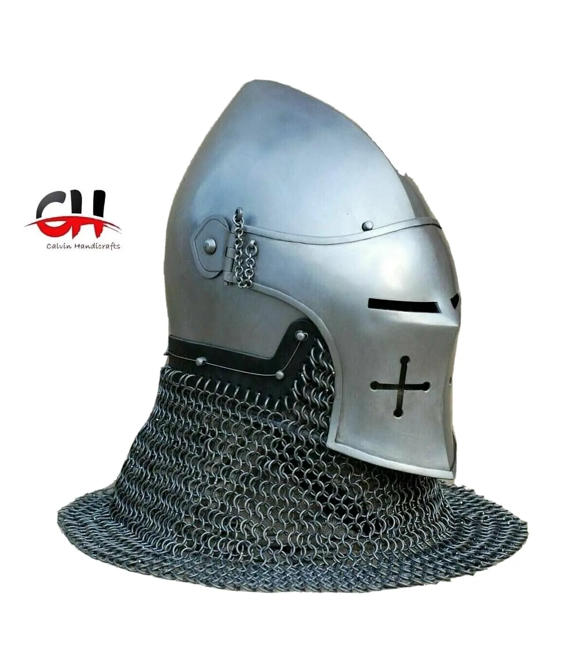 14GA Griffon Helmet Custom SCA HMB Steel Medieval Combat Bascinet & Aventail Gift.