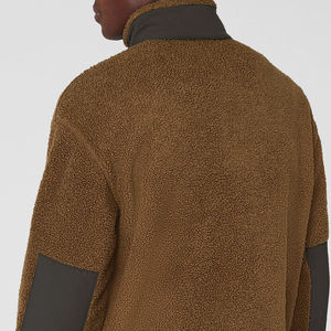 2025 New Design Custom Solid Color Winter Stand Collar Breathable Pocket Fleece <b>Sherpa</b> Pullover Sweatshirt <b>Men</b> OEM Service - Product Image 4