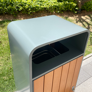 Tùy Chỉnh Công Suất Lớn Công Viên 201 Thép Không Gỉ Thùng Rác Bin Khu Vực Công Cộng PS Bằng Gỗ Nhỏ Thùng Rác Có Thể Giấy Thùng Rác Có Thể Thương Mại - Product Image 5