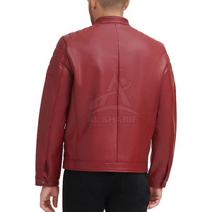 แจ็กเก็ตหนังสำหรับฤดูหนาวแบบบางของผู้ชายขายดีที่สุดออกแบบเองได้พร้อมปกคอตั้งและโลโก้หนังแกะด้านหน้าสินค้าขายดี - Product Image 4