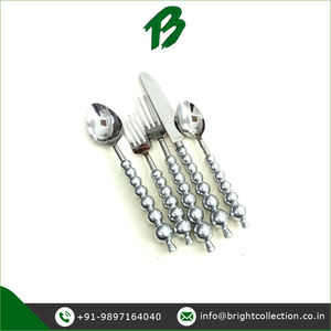 Best Offer of Superior Quality Silver Stainless Steel Silver <b>Mirror</b> Polished With <b>Beads</b> Handle Material Flatware Dinner Set - Product Image 3