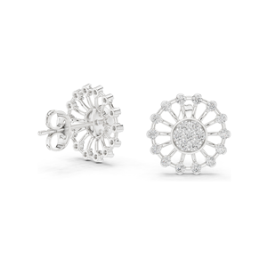 Lab-Grown Diamond Flower <b>Earrings</b> 0.7 CT VVS-VS EF Clarity 18KT, 14KT, 10KT Gold & 925 Silver <b>Moissanite</b> & Rose, Yellow, - Product Image 2
