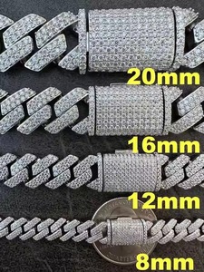 Hand Set MOISSANITE Stones Prong Cuban Link <b>Chain</b> Necklace Solid 925 <b>Sterling</b> <b>Silver</b> W/Rhodium Finish PASSES DIAMOND Tester - Product Image 3