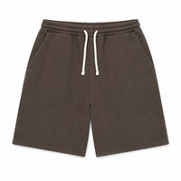 Shorts en molleton épais délavé OEM ODM personnalisés, coupe ample, avec cordon de serrage et taille élastique, en coton uni, pour hommes