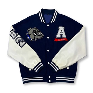 OEM Parche Bordado LOGO Personalizado Hombres Letterman Chaqueta Béisbol Cuero Calle Más Pequeño Abrigo Varsity Chaqueta para Hombres - Product Image 1