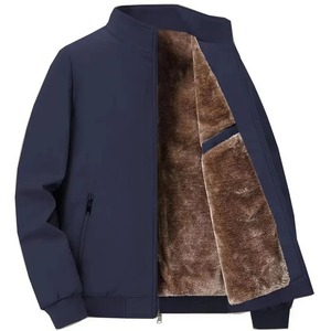 Veste matelassée imperméable coupe-vent à col montant en toile pour hommes d'âge moyen et âgés, épaisse et chaude, décontractée et professionnelle, pour l'automne/hiver - Product Image 1