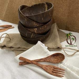 Cuenco de cáscara de coco ecológico de alta calidad, utensilios de cocina pulidos y decoración del hogar, venta al por mayor de Vietnam para acampar - Product Image 5