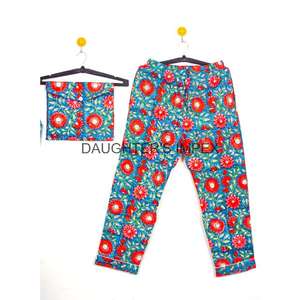 Pijama con estampado Floral de bloque de mano de algodón para mujer, vestido de Yoga matutino, ropa de salón de estilo indio para el hogar, conjunto de ropa de dormir de verano - Product Image 3