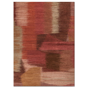 Alfombra de Lana Anudada a Mano Kavi, Colección Afterglow, Patrón Abstracto Rojo y Naranja para Uso Doméstico EPRM-07 - Product Image 1