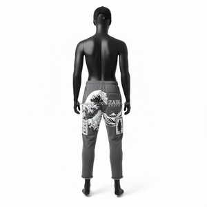 กางเกงวิ่งแกรม320ผ้าฟลีซหนาสีเทามีลายปักลายกราฟิกออกแบบโลโก้ได้ตามต้องการ - Product Image 5