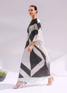 2024 tùy chỉnh Nhà cung cấp 'thanh lịch dài tay áo Maxi Dress với Retro in v-cổ rắn mô hình miễn phí Kích thước bãi biển dịp - Product Image 4