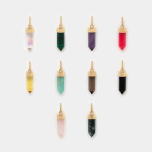 Black Onyx Point <b>Pendant</b> <b>Charm</b> Gold Plated with 925 Sterling Silver Bail, Hexagonal Cut Healing <b>Crystal</b> Jewelry for Women - Product Image 2