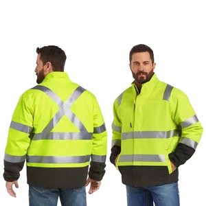 Ropa de trabajo de seguridad para hombre de alta visibilidad reflectante personalizada, chaqueta con cremallera, chaqueta de trabajo de alta visibilidad con brillo nocturno reflectante - Product Image 1