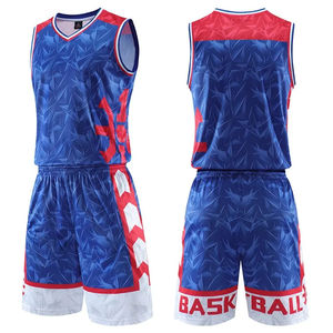 Maillot d'été vintage de basket-ball respirant réversible bleu et orange grande taille imprimé uniforme d'équipe - Product Image 4