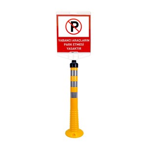 Juego de delimitadores amarillos de doble cara para prohibición de estacionamiento de vehículos extranjeros, material de acero para guía de estacionamiento en aparcamientos - Product Image 1
