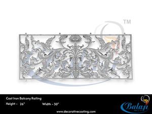 Cast iron antique balcony grill for home exterior sand moulded heavy duty decorative pattern painted rust resistant - Product Image 3