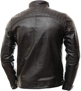 Chaqueta de Cuero Genuino 100% Personalizada de Alta Calidad, Cuello Alto, Estilo Motero, Forro Viscosa Transpirable, Cierre OEM, Chaquetas Cálidas de Invierno - Product Image 6