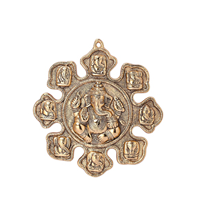 Statue murale Ganesha en métal faite à la main Design Art déco pour décoration de mur intérieur ou de porte Idée cadeau - Product Image 1