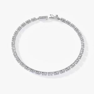 943 Sterling Silver Moissanite White Gold Plated Chain Sparkling Wedding Brides Jewelry <b>Tennis</b> Bracelet for Women - Product Image 3