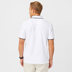 เสื้อยืดโปโลสำหรับผู้ชายเสื้อโปโลแขนสั้นลาย100% ผ้าโพลีเอสเตอร์ผ้าคอตตอนสีพื้นออกแบบโลโก้ได้ตามต้องการ - Product Image 2